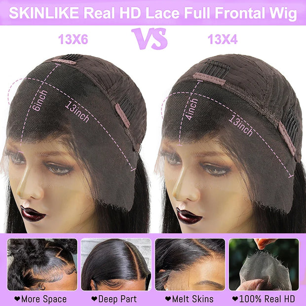 34 Inches 13x6 HD Lace Frontal Wig Body Wave Wigs 250 Density Preplucked Virgin Human Hair SKINLIKE Real HD Lace Wig Lemoda Hair