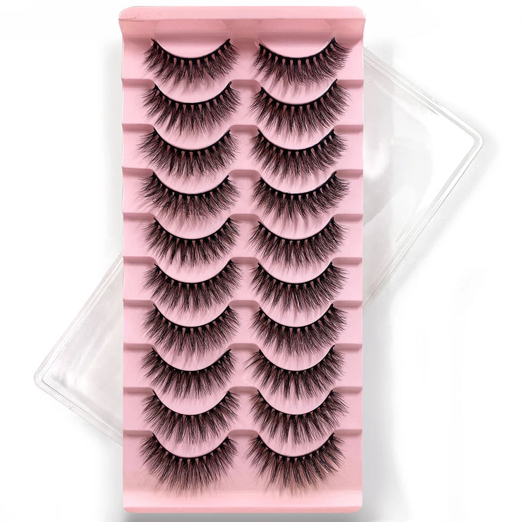 NEW 10 pairs Handmade 3d mink lashes short False Eyelashes Cross Messy Dense Natural Eye Lashes Stage Makeup False Eyelashes H13