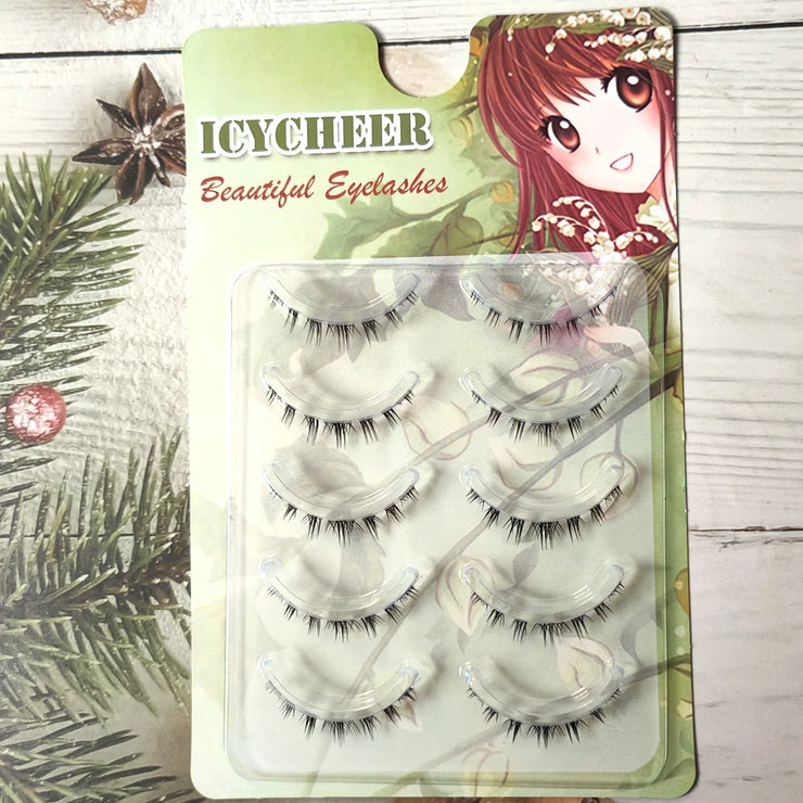 5 Pairs Thick Lower Eyelashes Clear Band Under Eye Lashes Soft Lower Eyelash Handmade Manga Bottom Lashes Makeup Tools