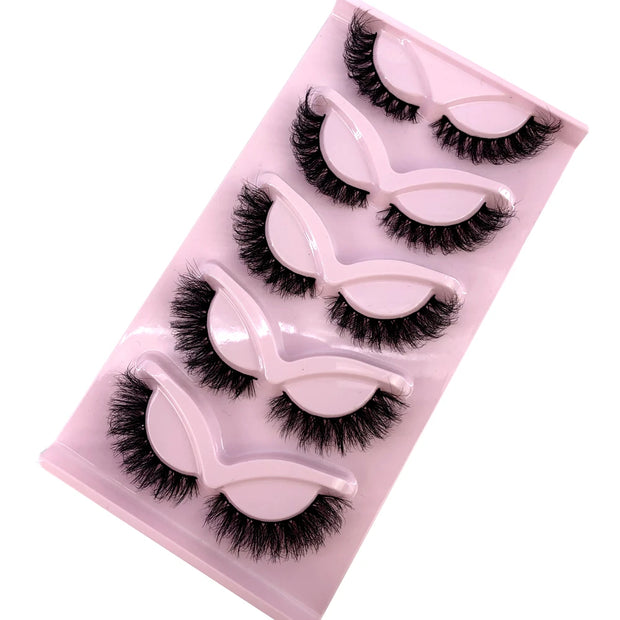 HBGZTLAD False Eyelashes Cat Eye Wispy end eye elongated Thick Mink Lashes Fluffy Short Natural Fake Lashes 5 Pairs Multipackack