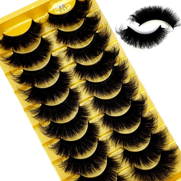 NEW 10 Pairs False Eyelashes 6D Super Fluffy Wispy Faux Mink Eyelashes Cat Eye Effect Dramatic Lashes Eyelash Extension Makeup