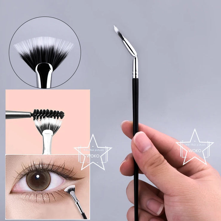 Eyelash Brush Fan Bent Lash Fan Brush Eyelash Brush Small Fan Brush Professional Mini Fan Eyelash Brush Make Up Tool