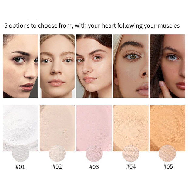Oil Control Loose Face Powder Lasting Waterproof Compact Setting Powder High Coverage Translucent Powder Makeup Large Capacity