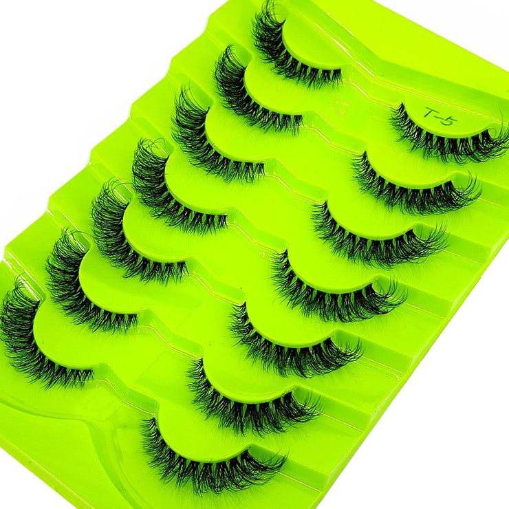 7 pairs Cat Eye Lashes 3D Faux Mink Eyelashes Clear Band False Lashes Natural Look Wispy Mink Eyelashes Full Strip Fluffy Lashes