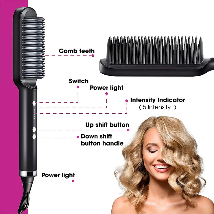 New Hair Straightener Professional Quick Heated Electric Hot Comb Hair Mini Comb Personal Care Multifunctional Hairstyle Brush