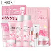 Sakura Facial Cleaner Korean Face Serum Exfoliating Peeling Gel Moisturize Toner Eye Cream Sunscreen Cosmetics Skin Care Set