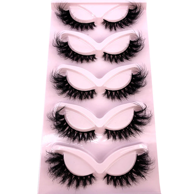 HBGZTLAD False Eyelashes Cat Eye Wispy end eye elongated Thick Mink Lashes Fluffy Short Natural Fake Lashes 5 Pairs Multipackack