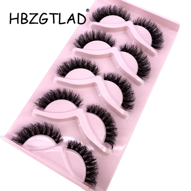 HBGZTLAD False Eyelashes Cat Eye Wispy end eye elongated Thick Mink Lashes Fluffy Short Natural Fake Lashes 5 Pairs Multipackack