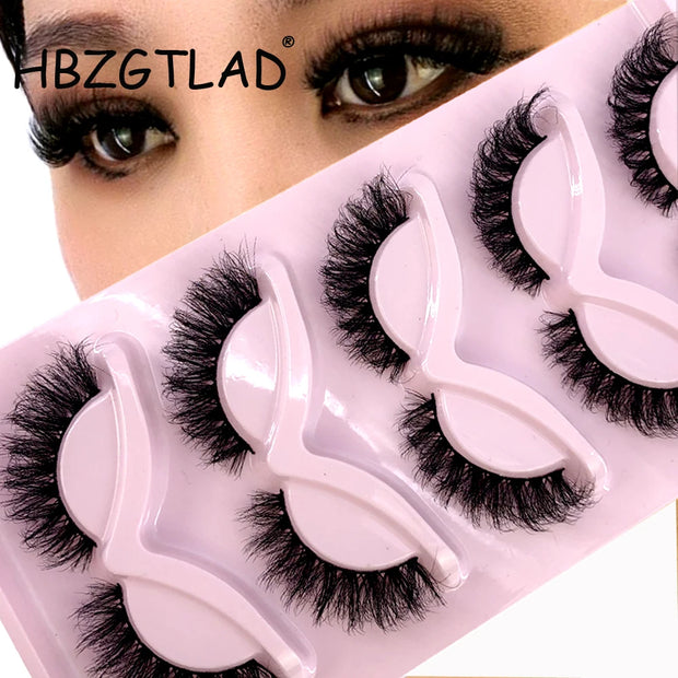 HBGZTLAD False Eyelashes Cat Eye Wispy end eye elongated Thick Mink Lashes Fluffy Short Natural Fake Lashes 5 Pairs Multipackack