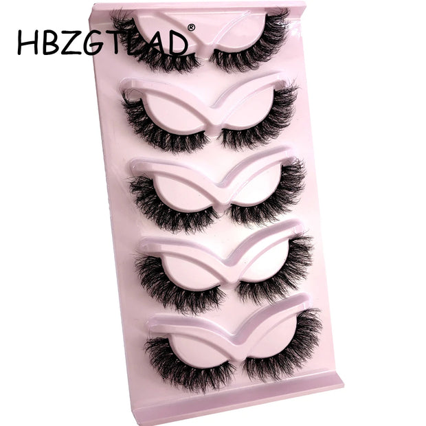 HBGZTLAD False Eyelashes Cat Eye Wispy end eye elongated Thick Mink Lashes Fluffy Short Natural Fake Lashes 5 Pairs Multipackack