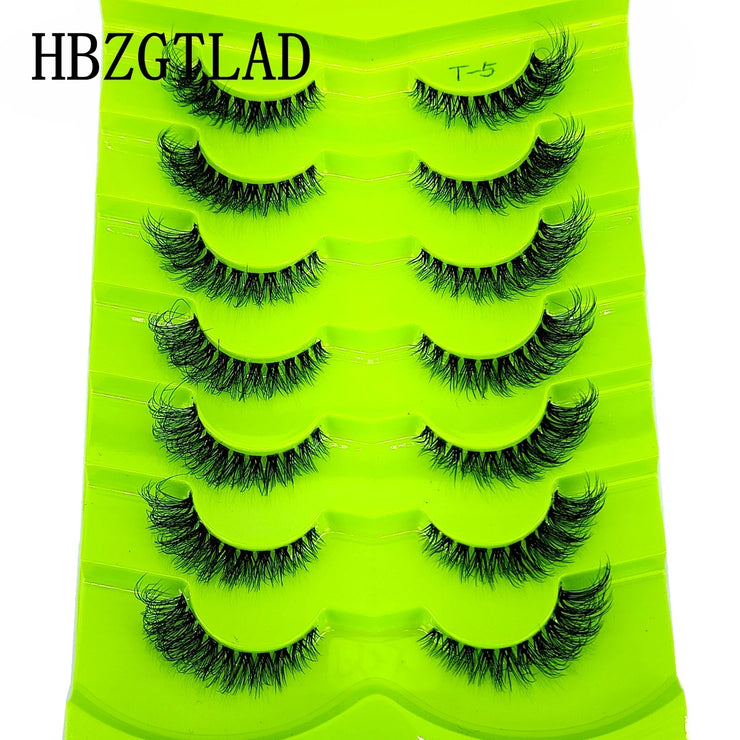 7 pairs Cat Eye Lashes 3D Faux Mink Eyelashes Clear Band False Lashes Natural Look Wispy Mink Eyelashes Full Strip Fluffy Lashes