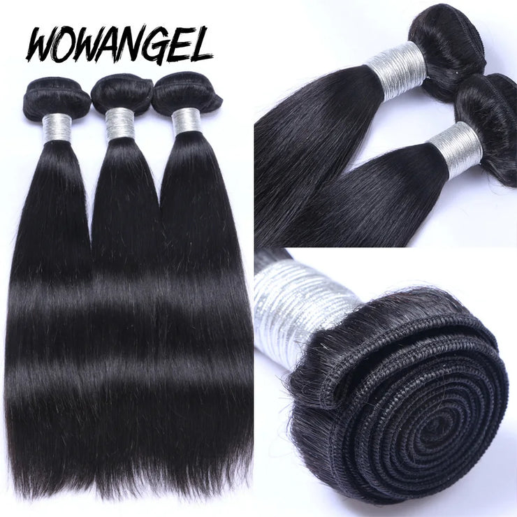 Wow Angel 28 30inch Bone Straight Human Hair Bundles 1/3/4 pieces 10A Peruvian Remy Hair Extensions Weave Bundles Virgin Hair